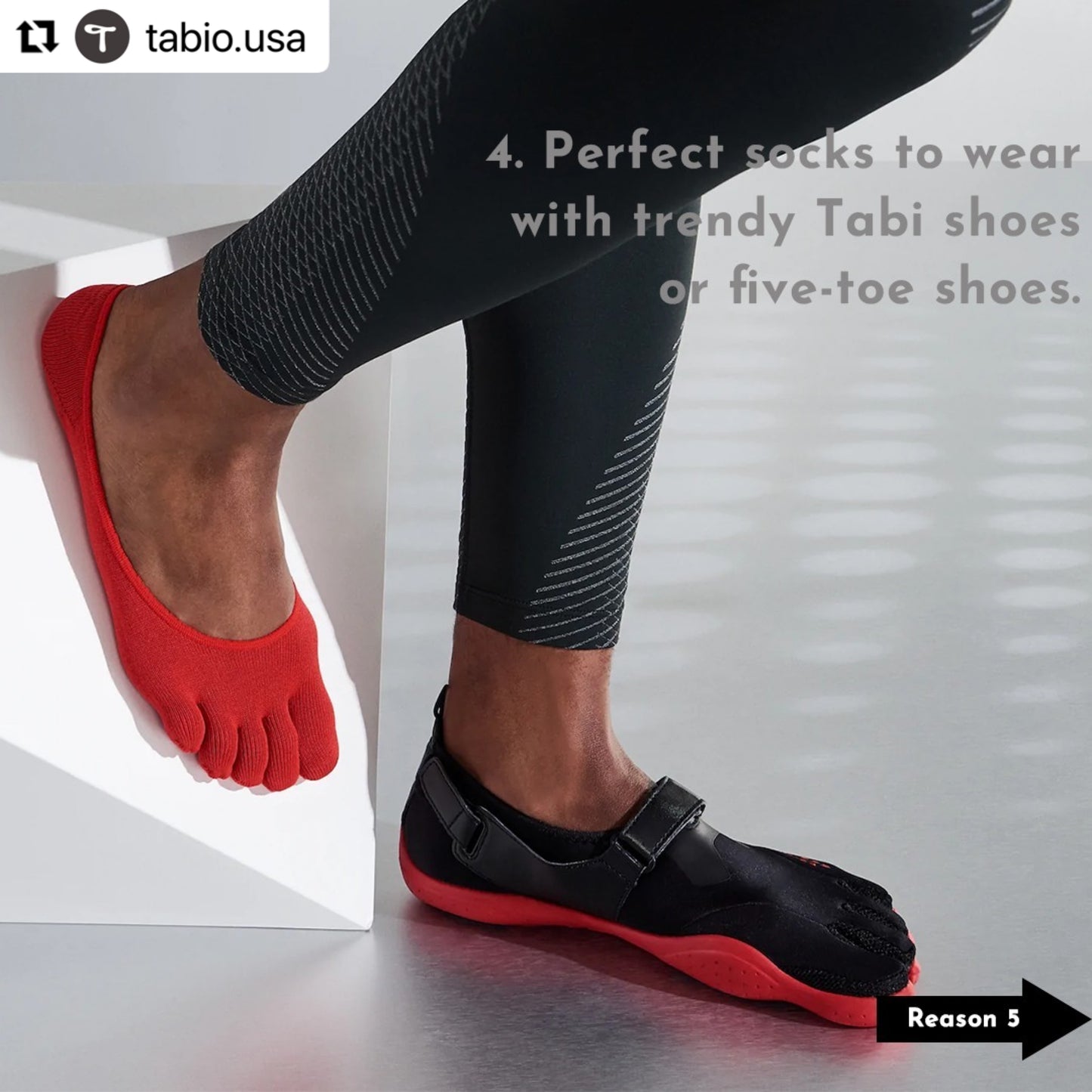 5 Toes Short Crew Socks, Japanklyn x Tabio USA *Made in Japan
